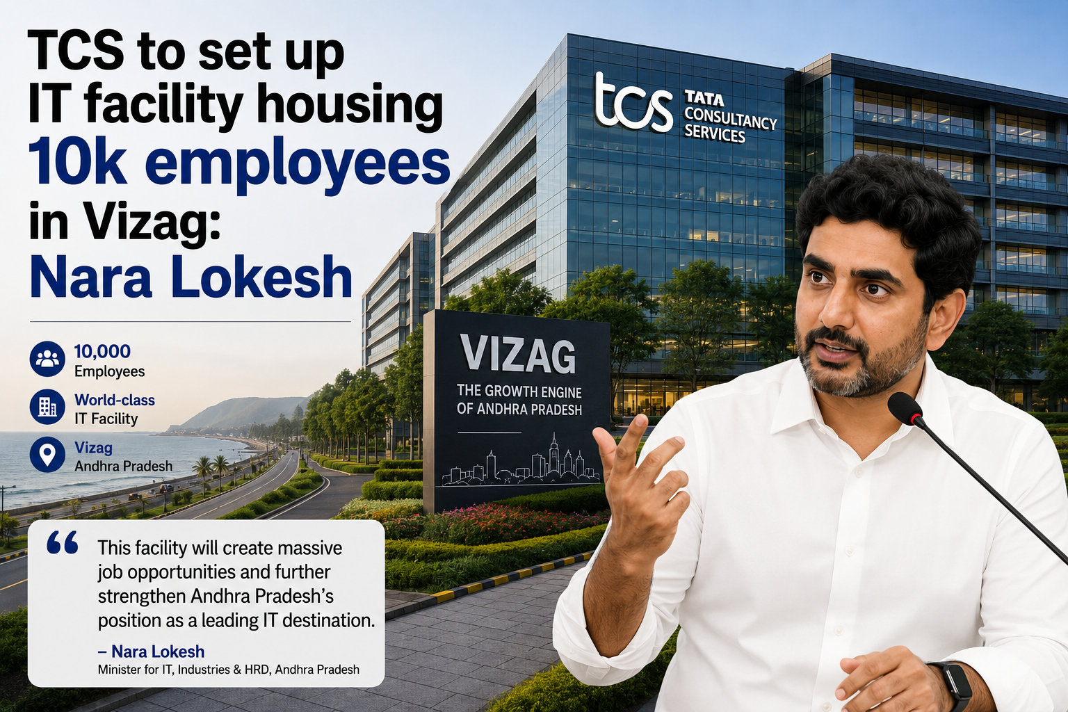 TCS to set up IT facility housing 10k employees in Vizag: Nara Lokesh