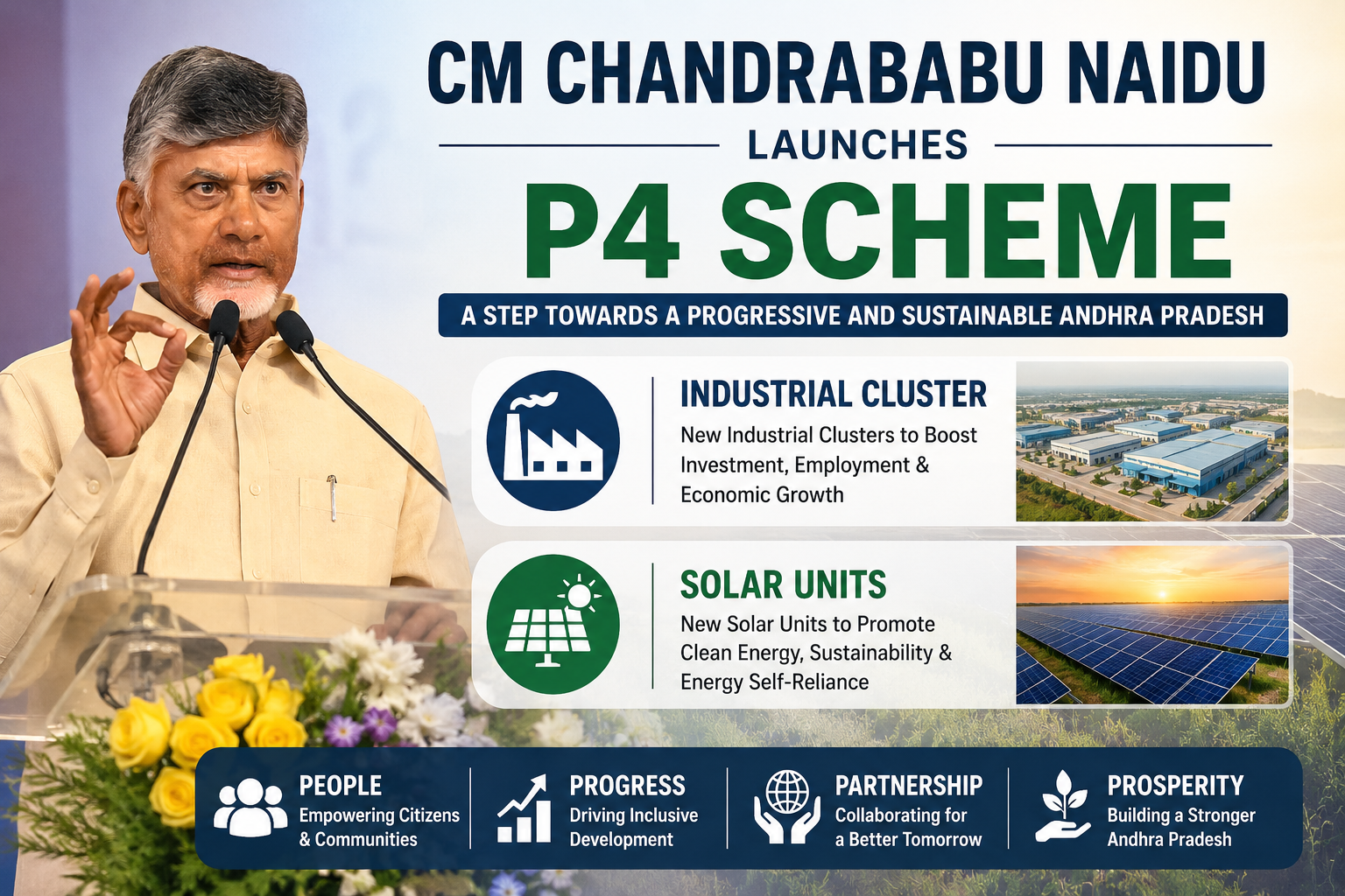 CM Chandrababu Naidu Launches P4 Scheme, Announces Industrial Cluster & Solar Units
